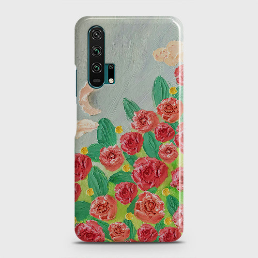 Honor 20 Pro Cover - Floral Series - Design 10 - Red & Green - Matte Finish - Snap On Hard Case with LifeTime Colors Guarantee