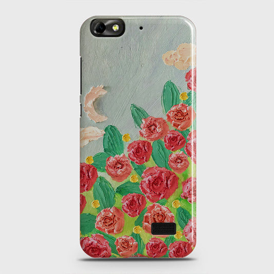 Huawei Honor 4C Cover - Floral Series - Design 10 - Red & Green - Matte Finish - Snap On Hard Case with LifeTime Colors Guarantee