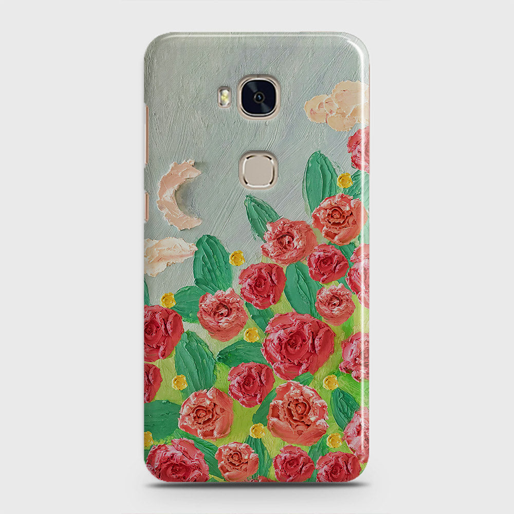 Huawei Honor 5X Cover - Floral Series - Design 10 - Red & Green - Matte Finish - Snap On Hard Case with LifeTime Colors Guarantee