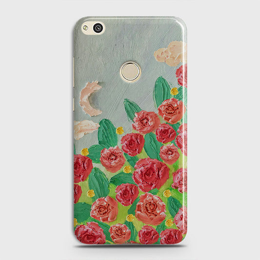 Huawei Honor 8 Lite Cover - Floral Series - Design 10 - Red & Green - Matte Finish - Snap On Hard Case with LifeTime Colors Guarantee