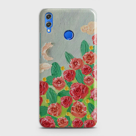 Huawei Honor 8X Cover - Floral Series - Design 10 - Red & Green - Matte Finish - Snap On Hard Case with LifeTime Colors Guarantee