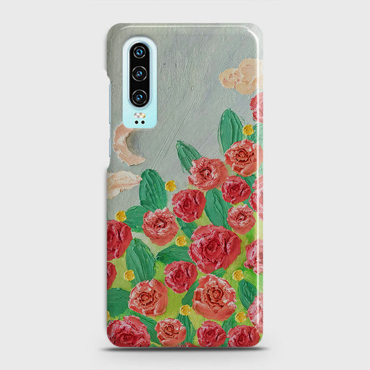 Huawei P30 Cover - Floral Series - Design 10 - Red & Green - Matte Finish - Snap On Hard Case with LifeTime Colors Guarantee