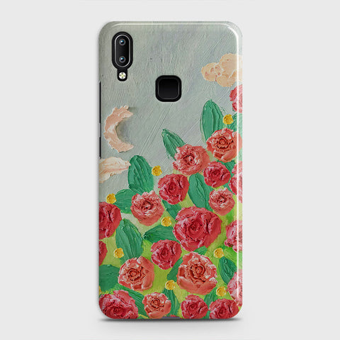 Vivo V11 Cover - Floral Series - Design 10 - Red & Green - Matte Finish - Snap On Hard Case with LifeTime Colors Guarantee