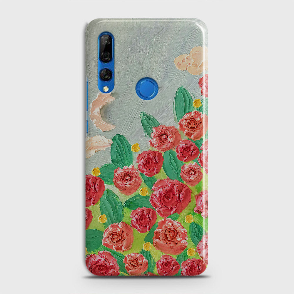 Huawei Y9 Prime 2019 Cover - Floral Series - Design 10 - Red & Green - Matte Finish - Snap On Hard Case with LifeTime Colors Guarantee