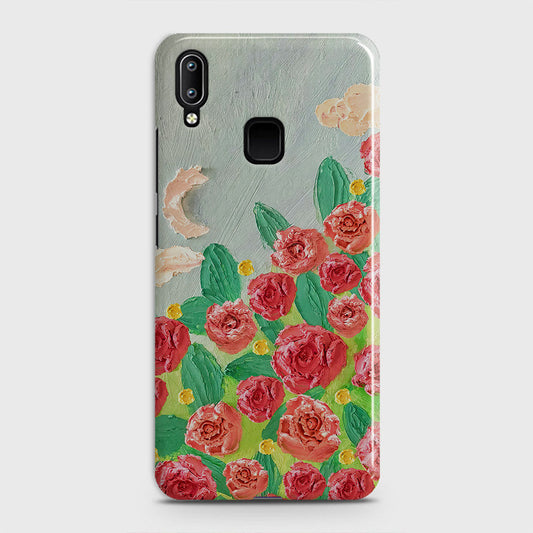 Vivo Y95 Cover - Floral Series - Design 10 - Red & Green - Matte Finish - Snap On Hard Case with LifeTime Colors Guarantee