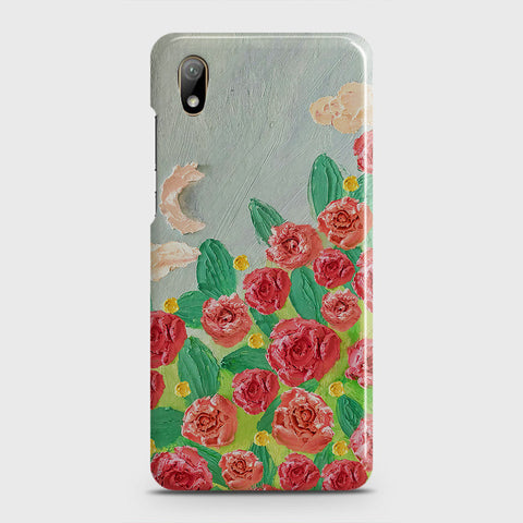 Huawei Y5 2019 Cover - Floral Series - Design 10 - Red & Green - Matte Finish - Snap On Hard Case with LifeTime Colors Guarantee