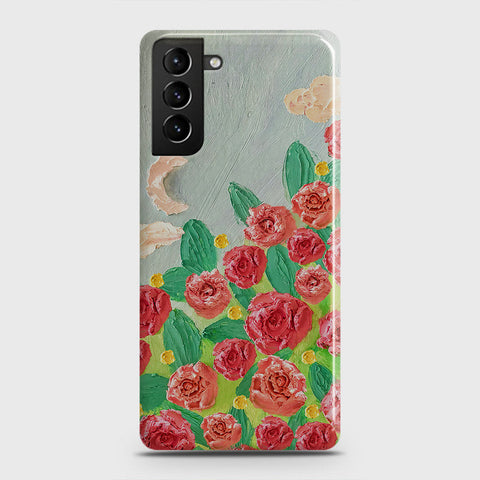 Samsung Galaxy S21 5G Cover - Floral Series - Design 10 - Red & Green - Matte Finish - Snap On Hard Case with LifeTime Colors Guarantee