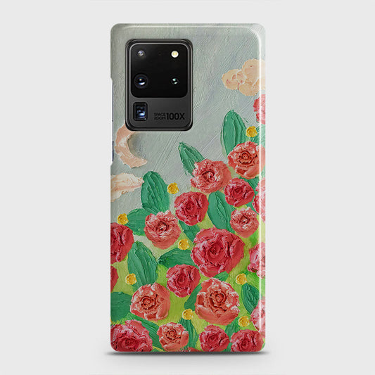 Samsung Galaxy S20 Ultra Cover - Floral Series - Design 10 - Red & Green - Matte Finish - Snap On Hard Case with LifeTime Colors Guarantee