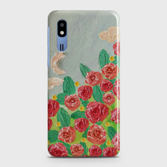 Samsung Galaxy A2 Core Cover - Floral Series - Design 10 - Red & Green - Matte Finish - Snap On Hard Case with LifeTime Colors Guarantee