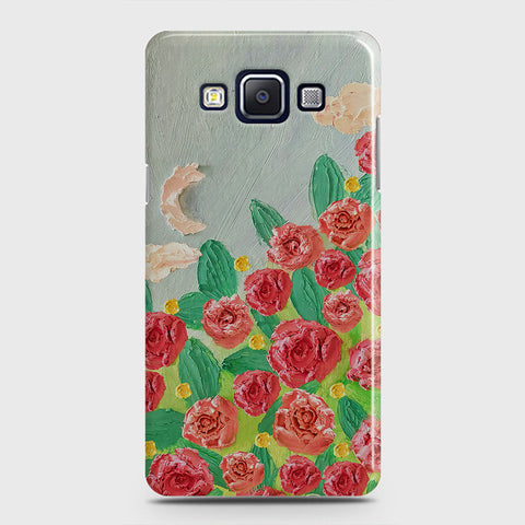 Samsung Galaxy A5 2015 Cover - Floral Series - Design 10 - Red & Green - Matte Finish - Snap On Hard Case with LifeTime Colors Guarantee