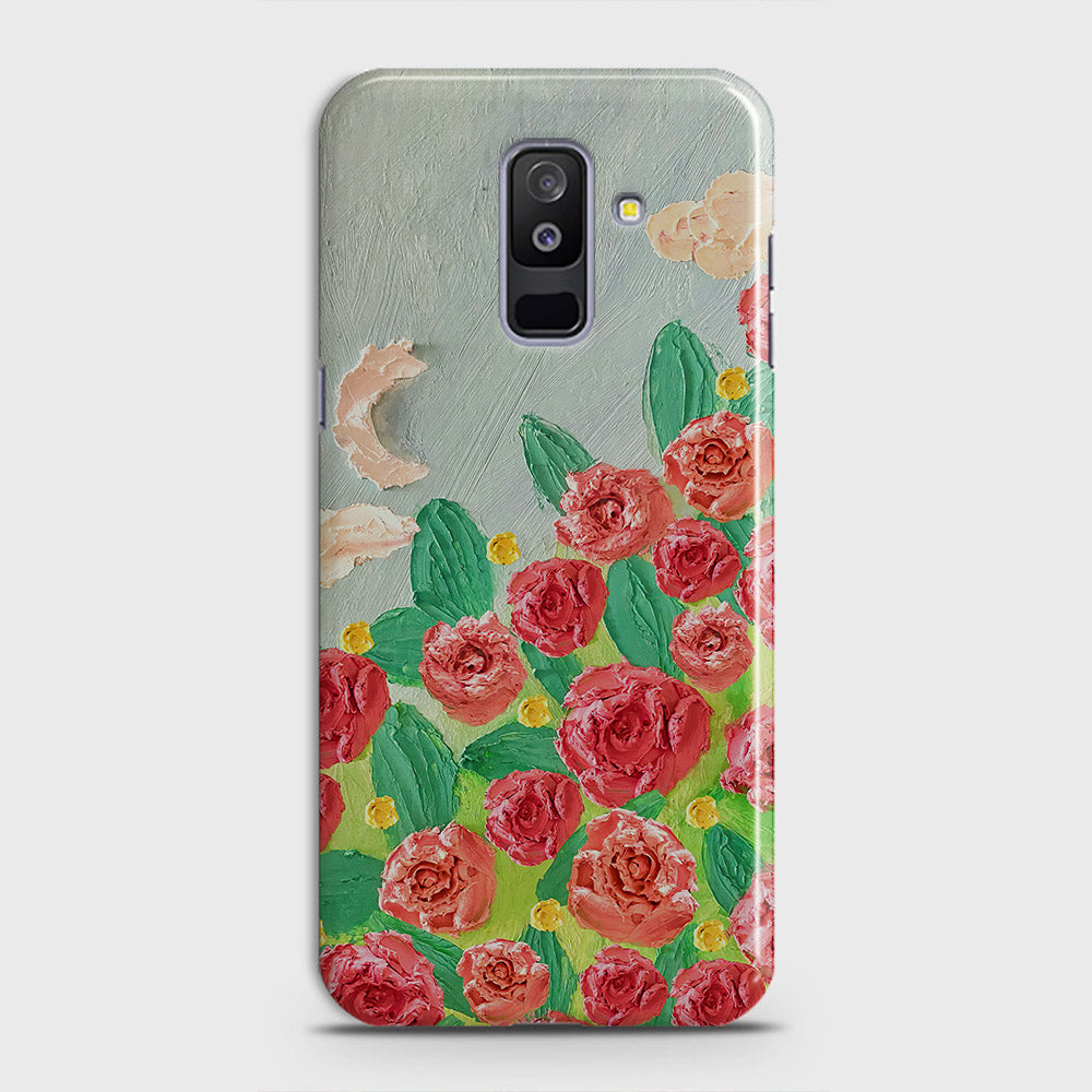 Samsung Galaxy A6 Plus 2018 Cover - Floral Series - Design 10 - Red & Green - Matte Finish - Snap On Hard Case with LifeTime Colors Guarantee