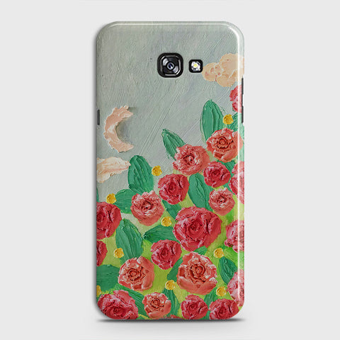 Samsung Galaxy A7 2017 / A720 Cover - Floral Series - Design 10 - Red & Green - Matte Finish - Snap On Hard Case with LifeTime Colors Guarantee