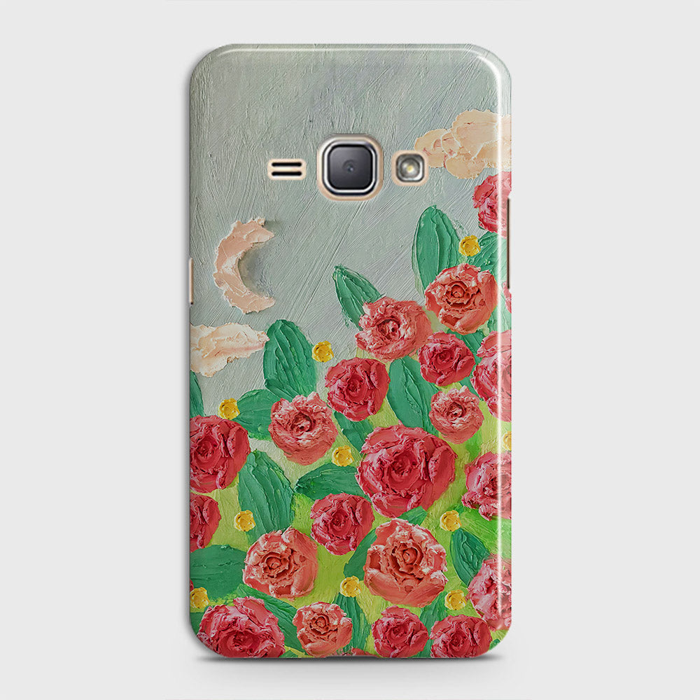 Samsung Galaxy J1 2016 / J120 Cover - Floral Series - Design 10 - Red & Green - Matte Finish - Snap On Hard Case with LifeTime Colors Guarantee