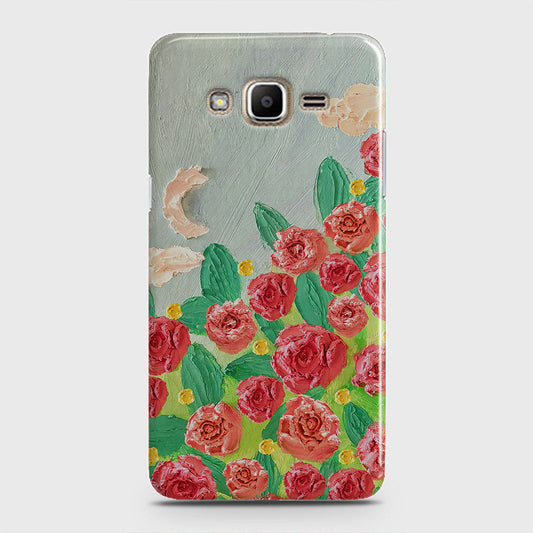 Samsung Galaxy J2 Prime Cover - Floral Series - Design 10 - Red & Green - Matte Finish - Snap On Hard Case with LifeTime Colors Guarantee