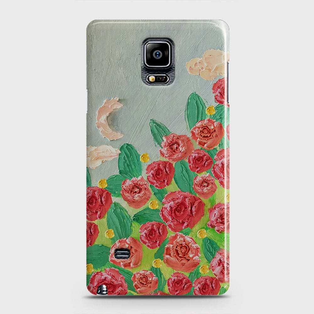 Samsung Galaxy Note 4 Cover - Floral Series - Design 10 - Red & Green - Matte Finish - Snap On Hard Case with LifeTime Colors Guarantee