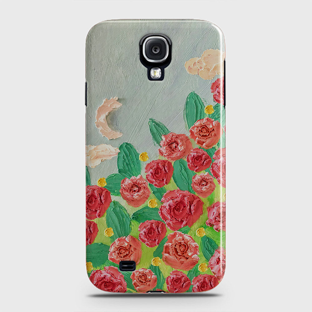 Samsung Galaxy S4 Cover - Floral Series - Design 10 - Red & Green - Matte Finish - Snap On Hard Case with LifeTime Colors Guarantee