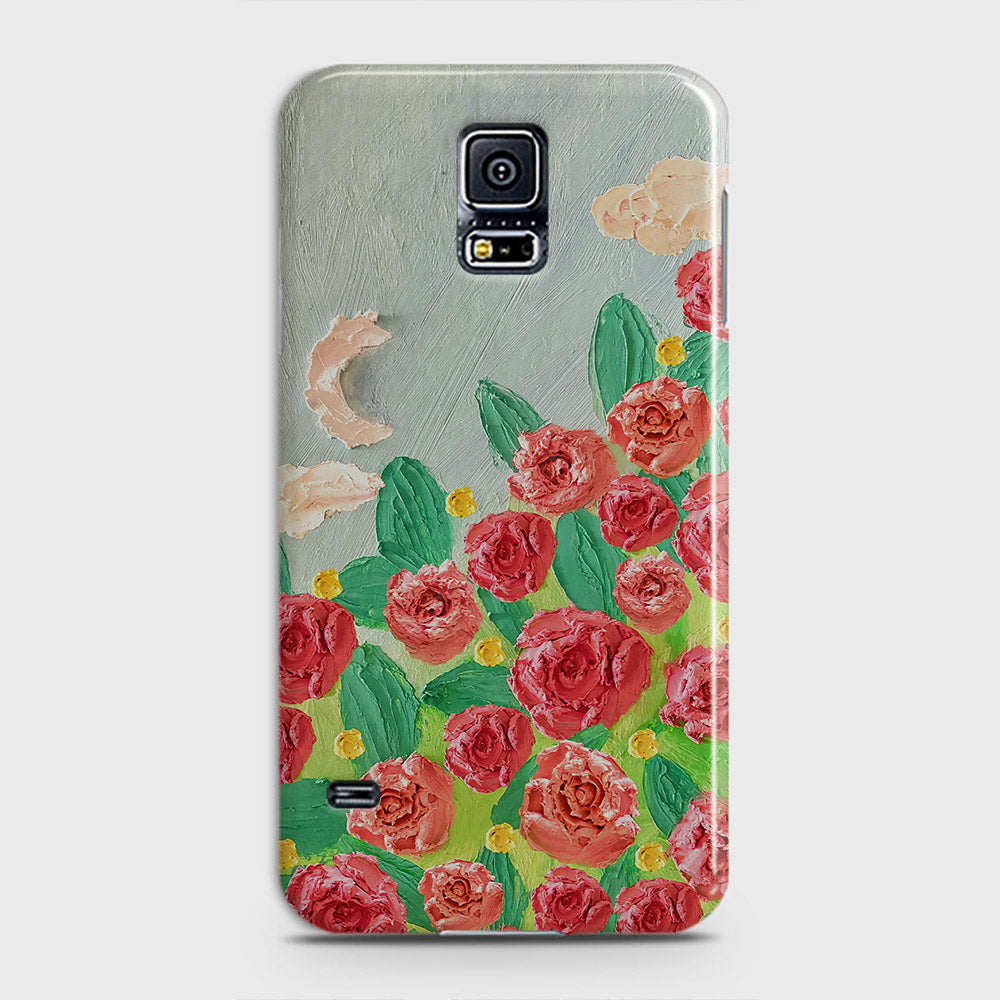 Samsung Galaxy S5 Cover - Floral Series - Design 10 - Red & Green - Matte Finish - Snap On Hard Case with LifeTime Colors Guarantee