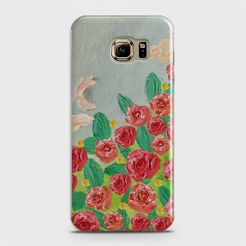 Samsung Galaxy S6 Edge Cover - Floral Series - Design 10 - Red & Green - Matte Finish - Snap On Hard Case with LifeTime Colors Guarantee