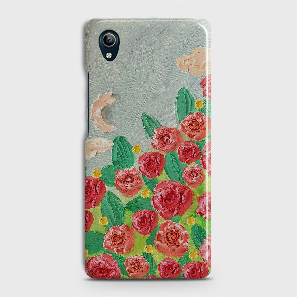 Vivo Y91C Cover - Floral Series - Design 10 - Red & Green - Matte Finish - Snap On Hard Case with LifeTime Colors Guarantee