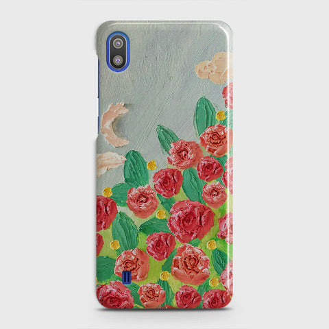 Samsung Galaxy A10 Cover - Floral Series - Design 10 - Red & Green - Matte Finish - Snap On Hard Case with LifeTime Colors Guarantee