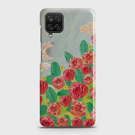 Samsung Galaxy A12 Cover - Floral Series - Design 10 - Red & Green - Matte Finish - Snap On Hard Case with LifeTime Colors Guarantee