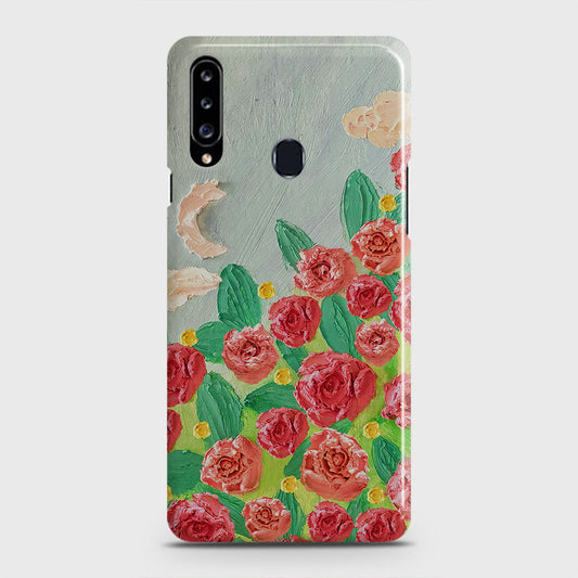 Samsung Galaxy A20s Cover - Floral Series - Design 10 - Red & Green - Matte Finish - Snap On Hard Case with LifeTime Colors Guarantee