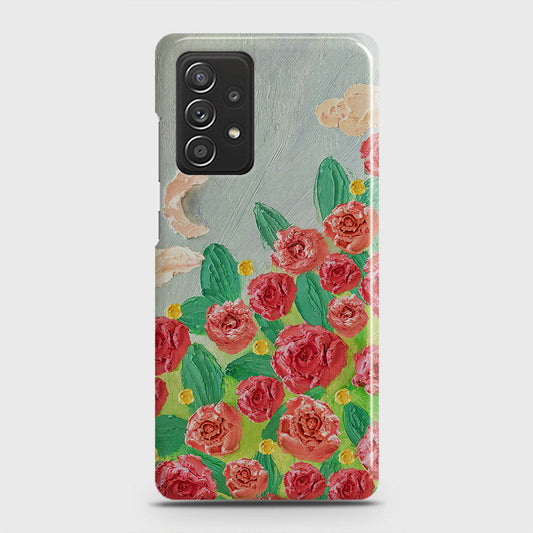 Samsung Galaxy A52 Cover - Floral Series - Design 10 - Red & Green - Matte Finish - Snap On Hard Case with LifeTime Colors Guarantee