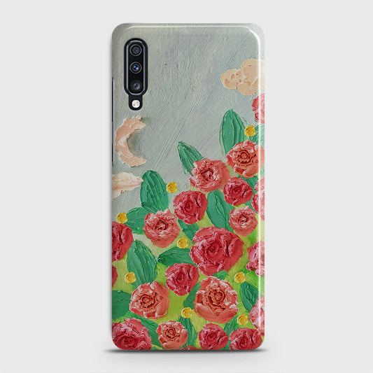 Samsung Galaxy A70 Cover - Floral Series - Design 10 - Red & Green - Matte Finish - Snap On Hard Case with LifeTime Colors Guarantee