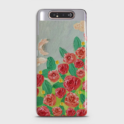 Samsung Galaxy A80 Cover - Floral Series - Design 10 - Red & Green - Matte Finish - Snap On Hard Case with LifeTime Colors Guarantee