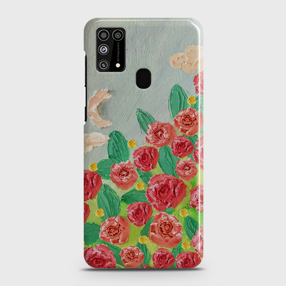 Samsung Galaxy M31 Cover - Floral Series - Design 10 - Red & Green - Matte Finish - Snap On Hard Case with LifeTime Colors Guarantee