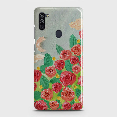 Samsung Galaxy M11 Cover - Floral Series - Design 10 - Red & Green - Matte Finish - Snap On Hard Case with LifeTime Colors Guarantee