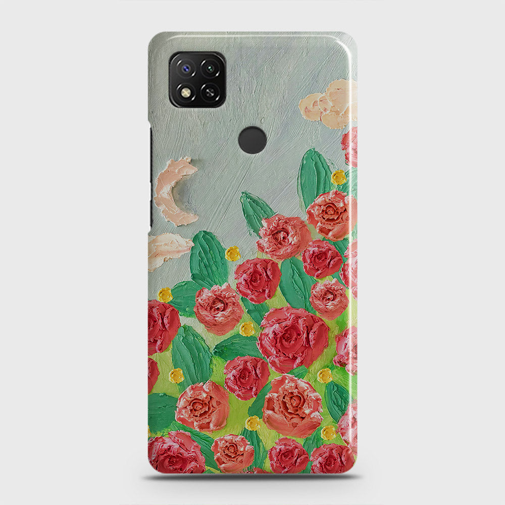 Xiaomi Redmi 9C Cover - Floral Series - Design 10 - Red & Green - Matte Finish - Snap On Hard Case with LifeTime Colors Guarantee