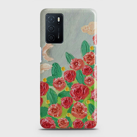 Oppo A16 Cover - Floral Series - Design 10 - Red & Green - Matte Finish - Snap On Hard Case with LifeTime Colors Guarantee