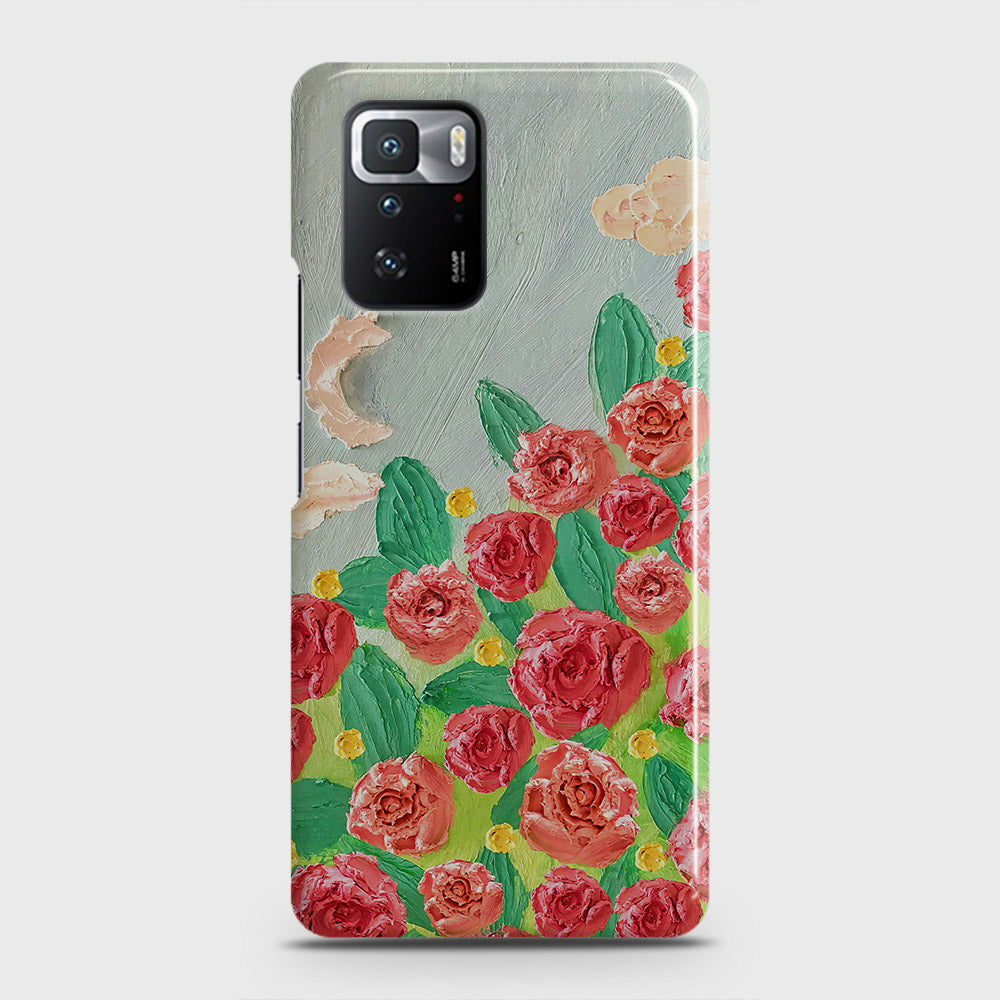 Xiaomi Poco X3 GT Cover - Floral Series - Design 10 - Red & Green - Matte Finish - Snap On Hard Case with LifeTime Colors Guarantee