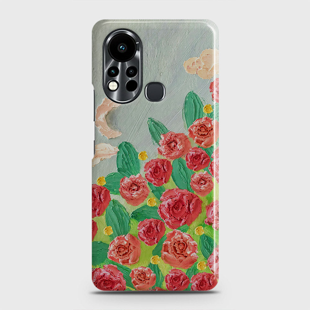 Infinix Hot 11s Cover - Floral Series - Design 10 - Red & Green - Matte Finish - Snap On Hard Case with LifeTime Colors Guarantee