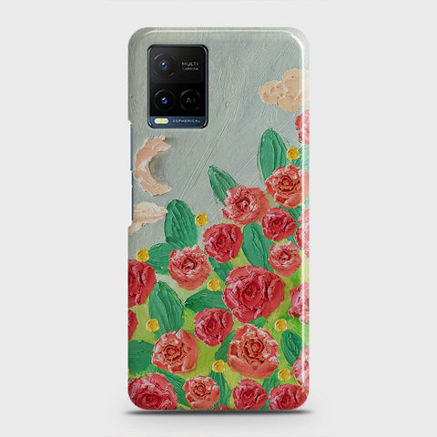 Vivo Y21a Cover - Floral Series - Design 10 - Red & Green - Matte Finish - Snap On Hard Case with LifeTime Colors Guarantee