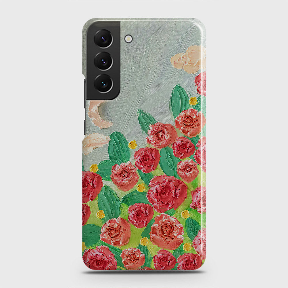 Samsung Galaxy S22 5G Cover - Floral Series - Design 10 - Red & Green - Matte Finish - Snap On Hard Case with LifeTime Colors Guarantee