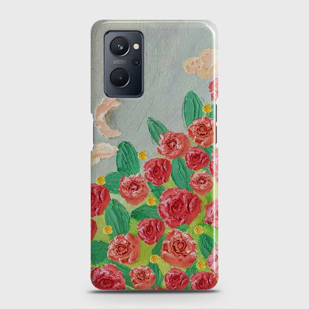 Realme 9i Cover - Floral Series - Design 10 - Red & Green - Matte Finish - Snap On Hard Case with LifeTime Colors Guarantee