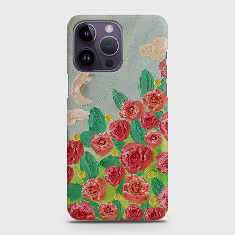 iPhone 14 Pro Cover - Floral Series - Design 10 - Red & Green - Matte Finish - Snap On Hard Case with LifeTime Colors Guarantee