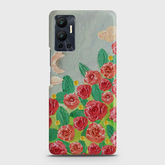 Infinix Hot 12 Cover - Floral Series - Design 10 - Red & Green - Matte Finish - Snap On Hard Case with LifeTime Colors Guarantee