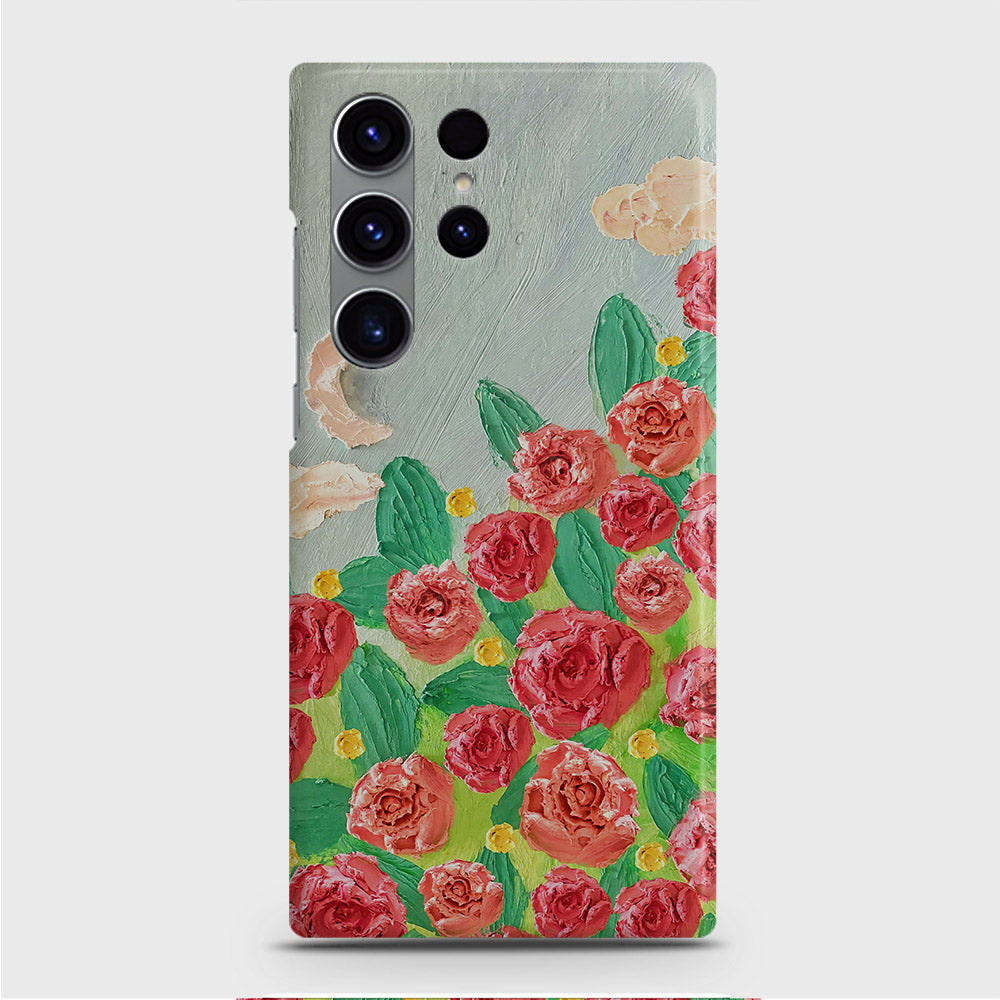 Samsung Galaxy S23 Ultra Cover - Floral Series - Design 10 - Red & Green - Matte Finish - Snap On Hard Case with LifeTime Colors Guarantee