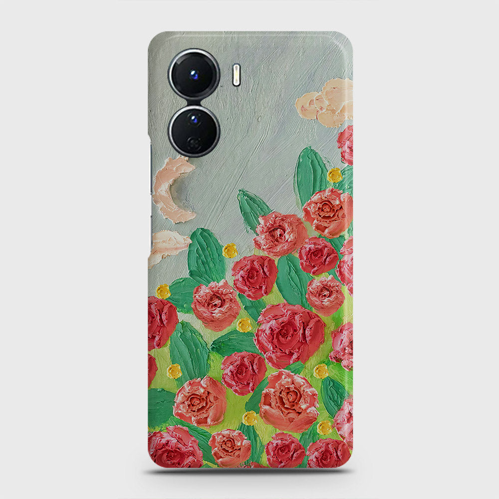 Vivo Y16 Cover - Floral Series - Design 10 - Red & Green - Matte Finish - Snap On Hard Case with LifeTime Colors Guarantee