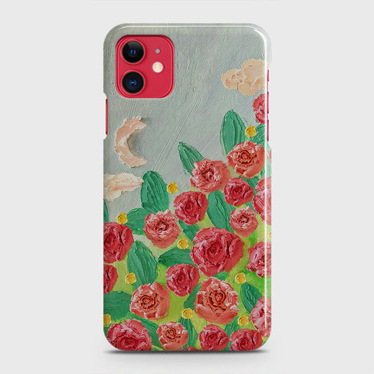 iPhone 11 Cover - Floral Series - Design 10 - Red & Green - Matte Finish - Snap On Hard Case with LifeTime Colors Guarantee