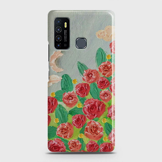 Infinix Hot 9 Pro Cover - Floral Series - Design 10 - Red & Green - Matte Finish - Snap On Hard Case with LifeTime Colors Guarantee