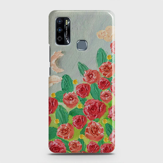 Infinix Hot 9 Play Cover - Floral Series - Design 10 - Red & Green - Matte Finish - Snap On Hard Case with LifeTime Colors Guarantee