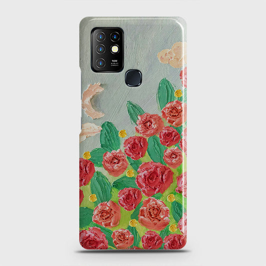 Infinix Hot 10 Cover - Floral Series - Design 10 - Red & Green - Matte Finish - Snap On Hard Case with LifeTime Colors Guarantee