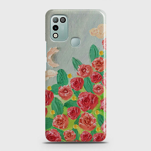 Infinix Hot 10 Play Cover - Floral Series - Design 10 - Red & Green - Matte Finish - Snap On Hard Case with LifeTime Colors Guarantee