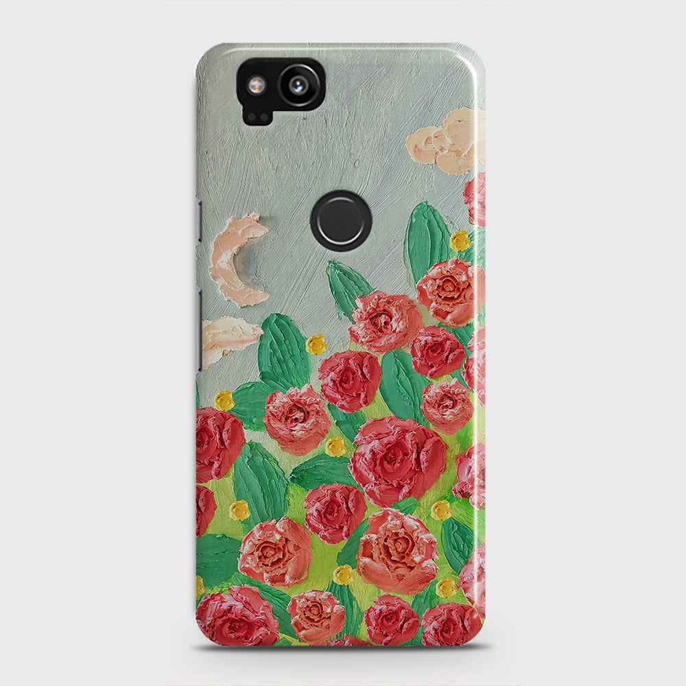 Google Pixel 2 Cover - Floral Series - Design 10 - Red & Green - Matte Finish - Snap On Hard Case with LifeTime Colors Guarantee