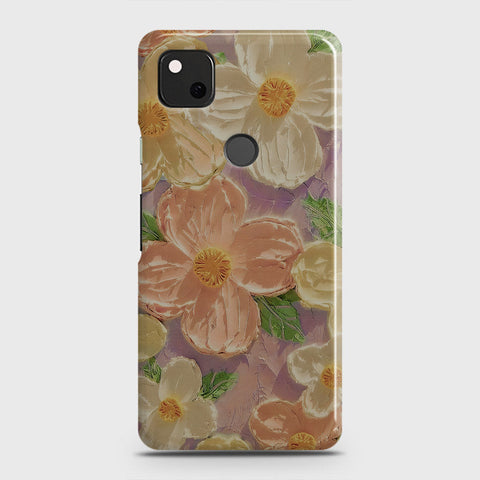 Google Pixel 4a Cover - Floral Series - Design 11 - White & Green - Matte Finish - Snap On Hard Case with LifeTime Colors Guarantee