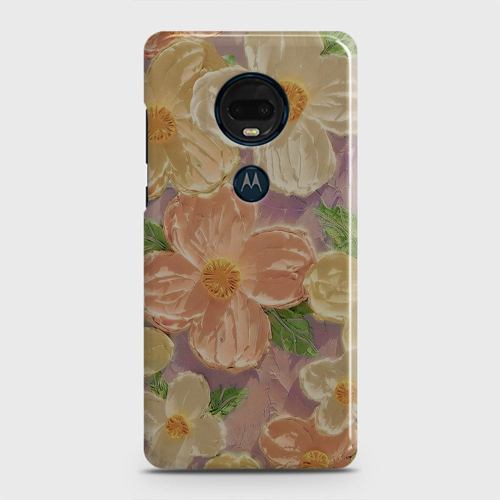 Motorola Moto G7 Plus Cover - Floral Series - Design 11 - White & Green - Matte Finish - Snap On Hard Case with LifeTime Colors Guarantee